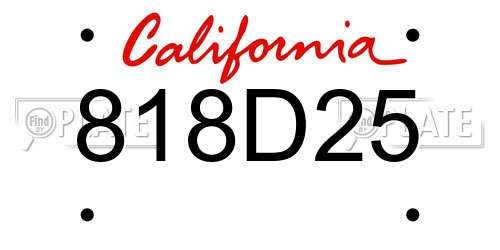 818D25 California License Plate
