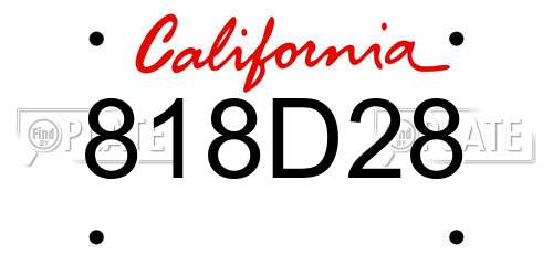 818D28 California License Plate
