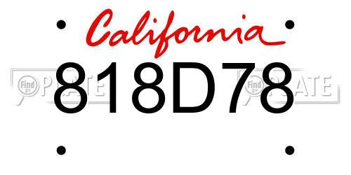 818D78 California License Plate