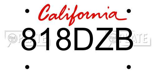 818DZB California License Plate
