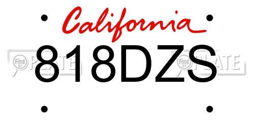 818DZS California License Plate