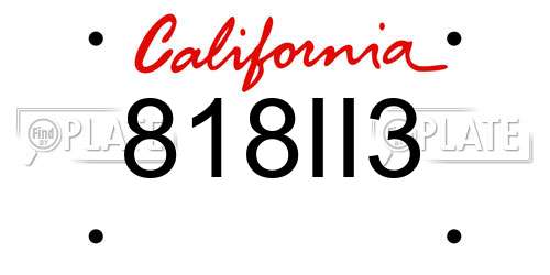 818II3 California License Plate