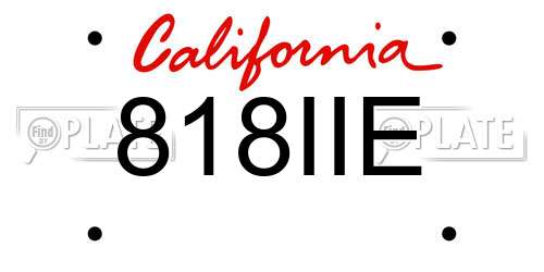 818IIE California License Plate