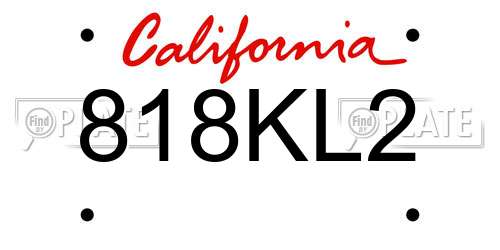 818KL2 California License Plate