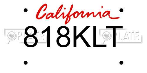818KLT California License Plate