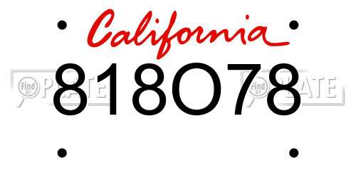 818O78 California License Plate
