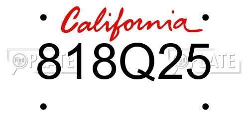 818Q25 California License Plate