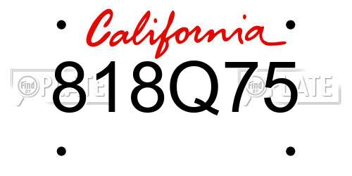 818Q75 California License Plate