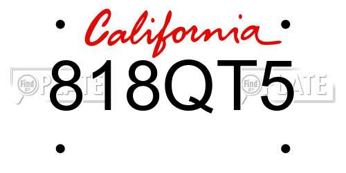 818QT5 California License Plate