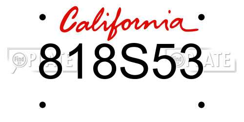 818S53 California License Plate