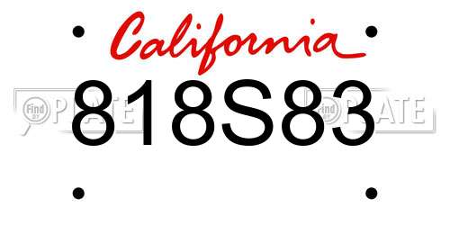 818S83 California License Plate