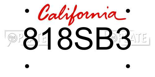 818SB3 California License Plate