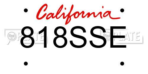 818SSE California License Plate