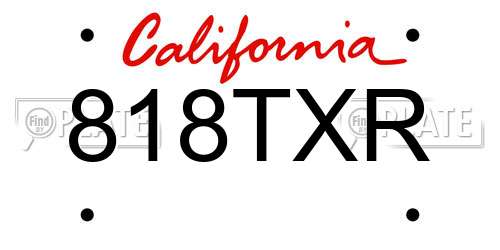 818TXR California License Plate