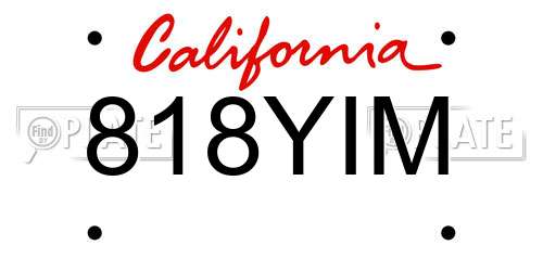 818YIM California License Plate