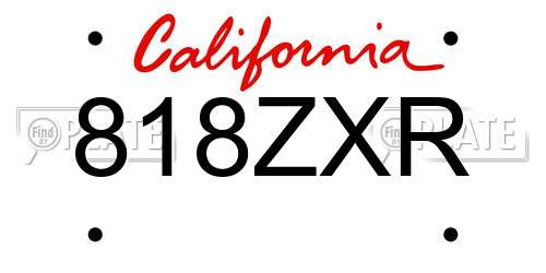 818ZXR California License Plate