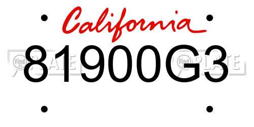 81900G3 California License Plate