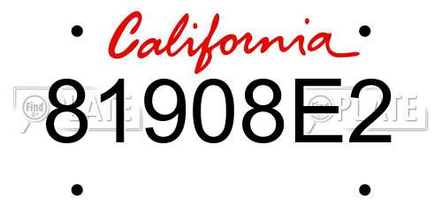 81908E2 California License Plate