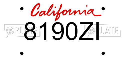 8190ZI California License Plate