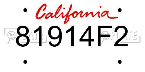 81914F2 California License Plate