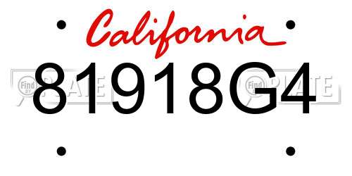 81918G4 California License Plate