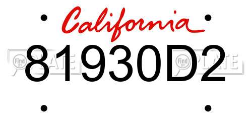81930D2 California License Plate