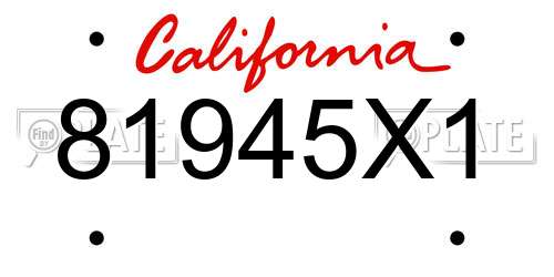 81945X1 California License Plate