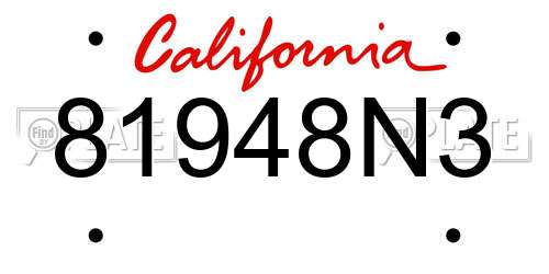 81948N3 California License Plate