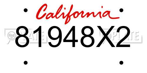 81948X2 California License Plate