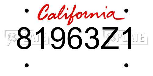 81963Z1 California License Plate