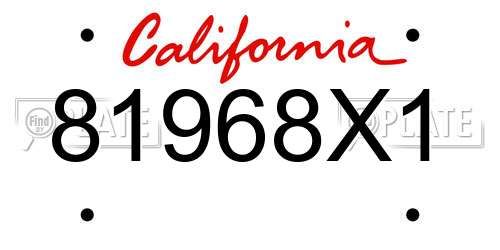 81968X1 California License Plate