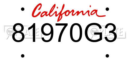 81970G3 California License Plate