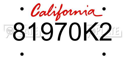 81970K2 California License Plate
