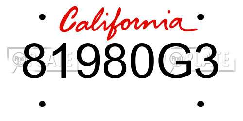 81980G3 California License Plate