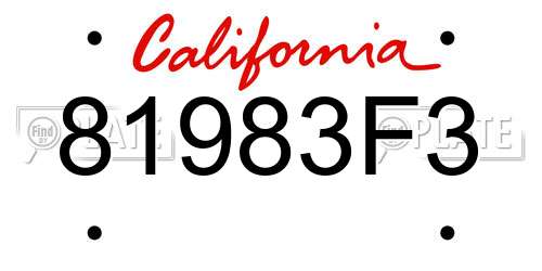 81983F3 California License Plate