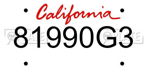 81990G3 California License Plate