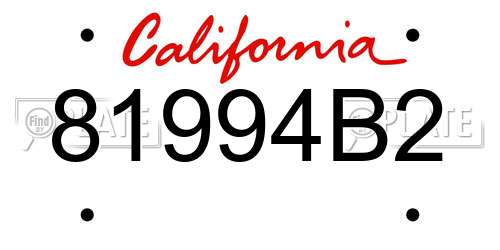 81994B2 California License Plate