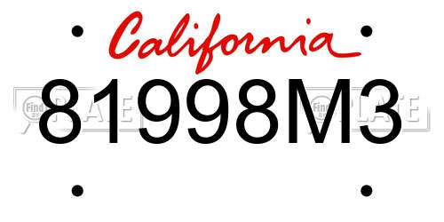 81998M3 California License Plate