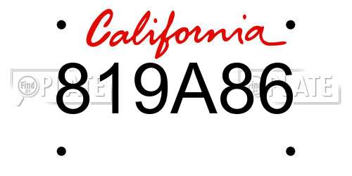 819A86 California License Plate
