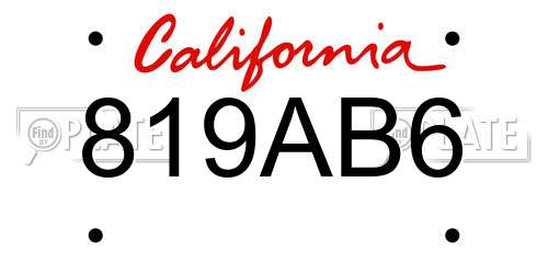 819AB6 California License Plate