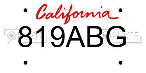 819ABG California License Plate