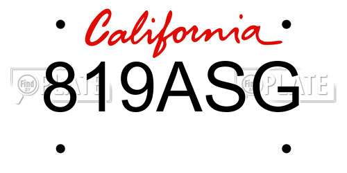 819ASG California License Plate