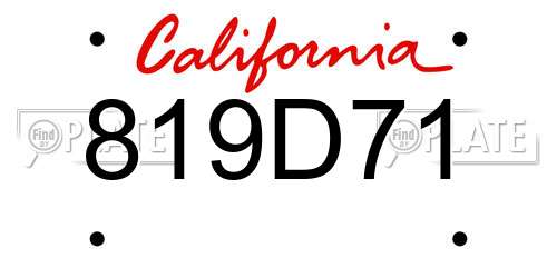 819D71 California License Plate