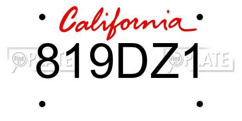 819DZ1 California License Plate