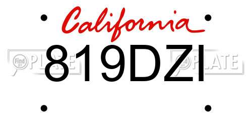 819DZI California License Plate