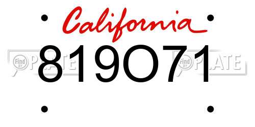 819O71 California License Plate