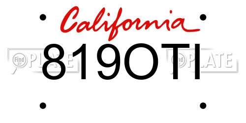 819OTI California License Plate