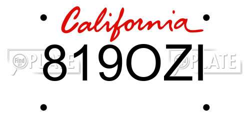 819OZI California License Plate