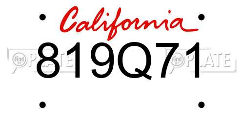 819Q71 California License Plate