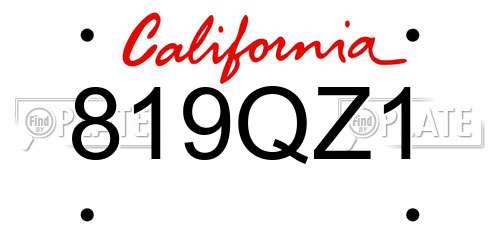 819QZ1 California License Plate